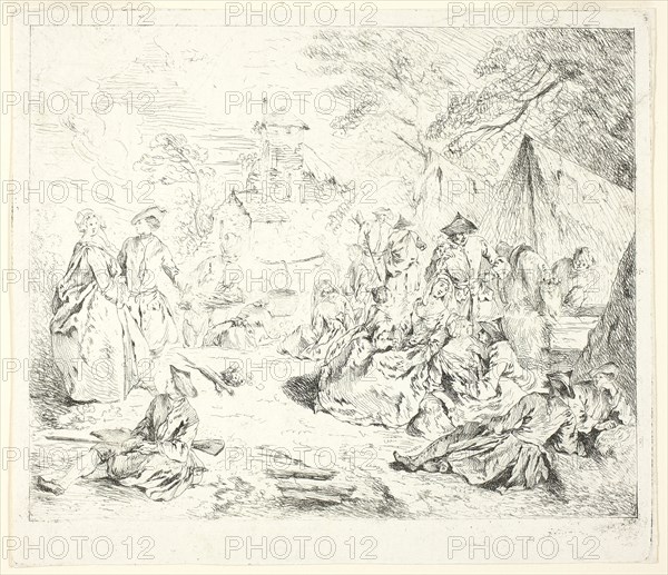 Halte de Soldates, n.d., Jean-Baptiste Pater, French, 1695-1736, France, Etching in black on paper, 175 × 215 mm (image), 197 × 230 mm (sheet)