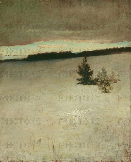 Snow Field, Morning, Roxbury, 1864, John La Farge, American, 1835–1910, Roxbury, Oil on beveled mahogany panel, 30.5 × 25.1 cm (12 × 9 7/8 in.)