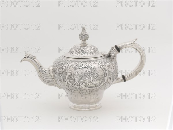 Teapot, 1848, Obadiah Rich, American, 1809–1888, Boston, Boston, Silver and wood, H.: 14.4 cm (5 3/4 in.), 492.4 g