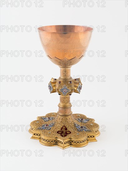 Model Chalice, c. 1849, Designed by Augustus Welby Northmore Pugin, English, 1812–1852, Manufactured by John Hardman & Company, Birmingham, England, 1838-2008, England, Gilt base metal, enamels, and semiprecious stones, H. 26 cm (10 1/4 in.)