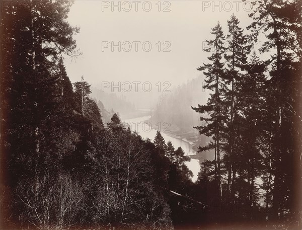 Big River, from the Rancherie, Mendocino, California, 1863, Carleton Watkins, American, 1829–1916, United States, Albumen print, 40 × 52.5 cm (15 3/4 × 20 11/16 in., image/paper), 55 × 68.4 cm (mount)