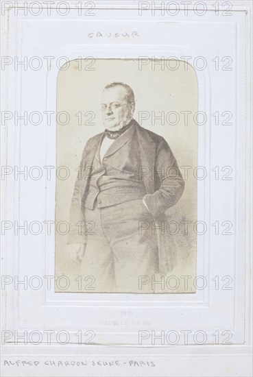 Camillo Benso, Count of Cavour, 1860–69, Alfred Chardon Jeune, French, 1830-1897, Paris, Albumen print, 8.4 × 5.5 cm (image/paper), 10.1 × 6.2 cm (mount)