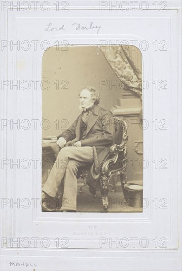 The Earl of Derby, 1860–69, John Jabez Edwin Mayall, American, 1813-1901, United States, Albumen print, 8.8 × 5.7 cm (image/paper), 10.5 × 6.2 cm (mount)