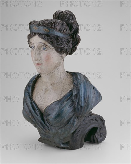 Ship Figurehead: Female Bust, 1800/15, American, 19th century, United States, White pine, 55.3 × 35.6 cm (21 3/4 × 14 in.)