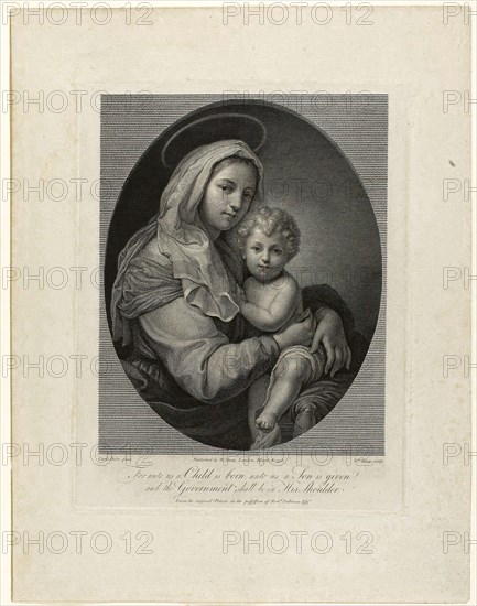 Madonna and Child, 1798, William Sharp (British, 1749-1824), after Carlo Dolci (Italian, 1616-1686), England, Engraving on ivory laid paper, 244 × 195 mm (image), 294 × 224 mm (plate), 404 × 313 mm (sheet)