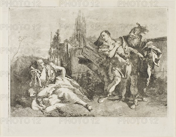 Rinaldo Leaving Armida, 1751–53, Lorenzo Tiepolo (Italian, 1736-1776), after Giambattista Tiepolo (Italian, 1696-1770), Italy, Etching on paper, 222 x 282 mm (plate), 240 x 305 mm (sheet)