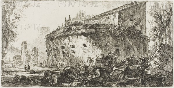 Tomb of the Scipios, plate 18 from Some Views of Triumphal Arches and other arches, 1748, Giovanni Battista Piranesi, Italian, 1720-1778, Italy, Etching on ivory laid paper, 132 x 265 mm (plate), 344 x 467 mm (sheet)
