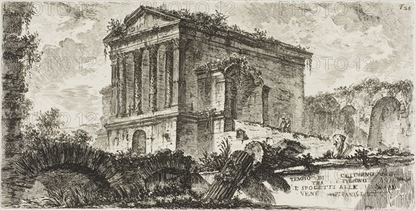 Temple of Clitumnus between Foligno and Spoleto, plate 26 from Some Views of Triumphal Arches and other monuments, 1748, Giovanni Battista Piranesi, Italian, 1720-1778, Italy, Etching on ivory laid paper, 134 x 266 mm (plate), 343 x 462 mm (sheet)