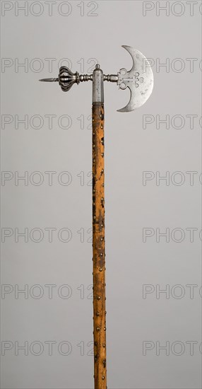 Horseman’s Axe, 1600/1700, Western European, possibly French, Western Europe, Steel, wood (oak), leather, and brass, L. 105.1 cm (41 3/8 in.)