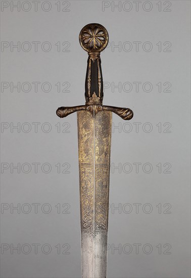 Sword, c. 1500, Northern Italian, Northern Italy, Steel, iron, gilding, wood, and textile (silk velvet), Overall L. 79.4 cm (31 1/4 in.)
