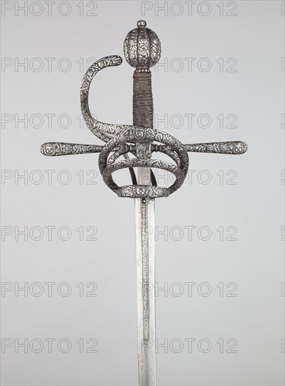 Rapier, c. 1610/30, German, probably Solingen, Solingen, Steel, silver, and wood, Overall L. 125 cm (49 1/4 in.)