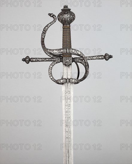 Rapier, 1610/30, Hilt: German, Blade: member of the Munsten family, German, Solingen, Solingen, Iron, steel, silver, brass, and wood, Overall L. 105.4 cm (41 1/2 in.)