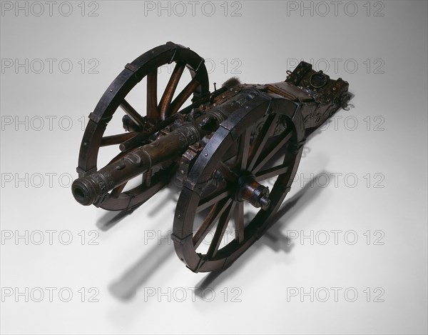 Model Field Cannon (Serpentine), 1595, Possibly by Hans Reischperger, Austrian, Vienna, active 1595, Vienna, Bronze, iron, wood, and paint, Barrel L. 85.8 cm (33 3/4 in.)