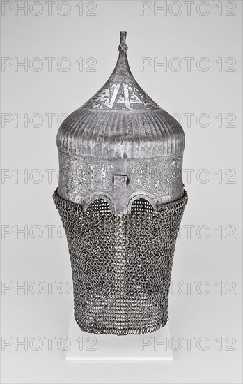 Turban Helmet, c. 1475/1500, Western Iranian, Western Iran, Steel and silver, H. 55.9 cm (22 in.)