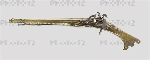 Snaphance Pistol, 1614 with restored lock, Scottish, Dundee, Dundee, Brass, steel, L. 43.8 cm (17 1/4 in.)
