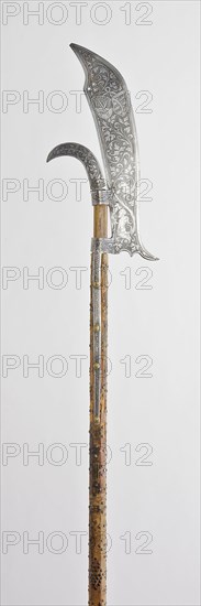 Glaive of the Bodyguard of August I, Elector of Saxony, 1580, German, Saxony, Steel, brass, wood, and silk textie, L. 224.8 cm (88 1/2 in.)