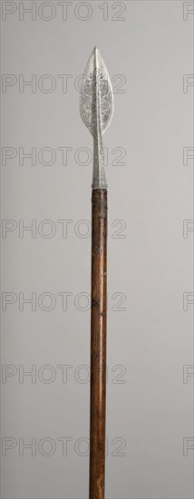 Boar Spear, 1575/1600, German, Saxony, Saxony, Steel, brass, and ash, L. 172.7 cm (68 in.)