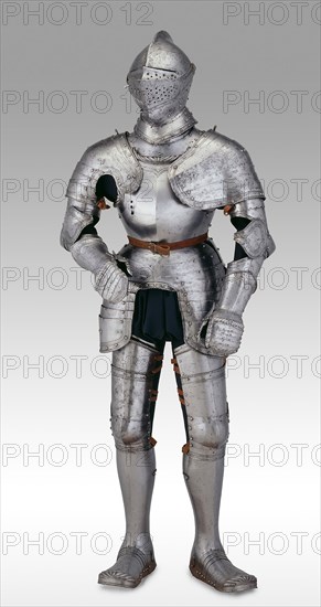 Portions of a Field Armor, c. 1540 with some modern restoration, Austrian, Innsbruck, Innsbruck, Steel and leather, H. 191.8 cm (75 1/2 in.)