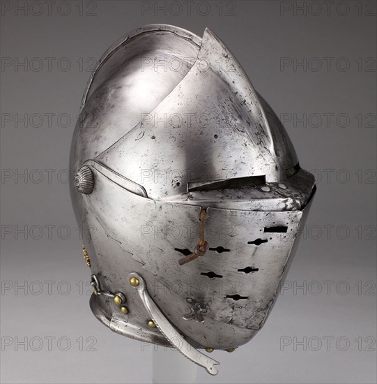 Close Helmet for a Boy, early 17th century with 19th century restorations, European, Europe, Steel, H. 19.1 cm (7 1/2 in.)
