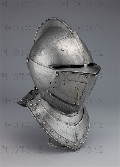 Close Helmet for the Tourney, 1600/10, South German, probably Augsburg, Augsburg, Steel and leather, H. 33.8 cm (13 1/4 in.)