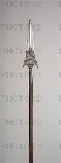 Partisan, early 17th century, French, France, Steel, wood (oak), and iron, L. 251.5 cm (99 in.)