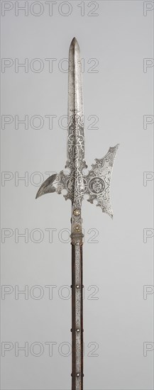 Halberd for the Bodyguard of Wolf Dietrich von Raitenau, Prince-Archbishop of Salzburg, 1589, Austrian, Salzburg, Steel and oak, L. 222.9 cm (87 3/4 in.)