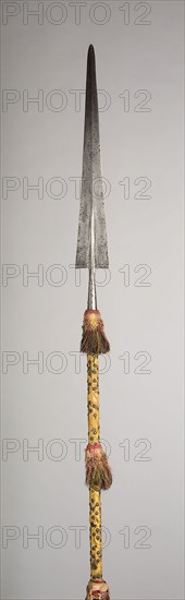 Langebeve, 1530, Italian, Italy, Steel, wood (oak), silk, and brass, Blade with socket L. 90.8 cm (35 3/4 in.)