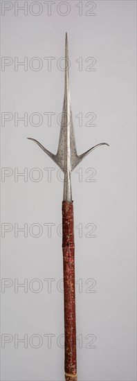 Friuli Spear, 1540/60, Italian, Italy, Steel, velvet covered wood (pine), and brass nails, L. 250.2 cm (98 1/2 in.)