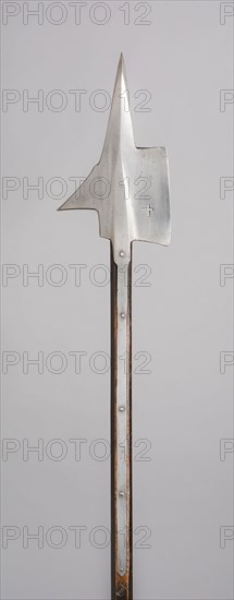 Halberd, 1663/81, Possibly Lamprecht Koller, Swiss, Zurich, Zürich, Steel, wood (ash), and paint, L. 212.1 cm (83 1/2 in.)