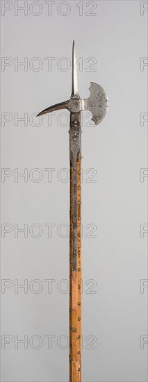 Poleaxe, 1500, Swiss, Switzerland, Steel, iron, wood (pine), brass, and velvet, L. 224.8 cm (88 1/2 in.)
