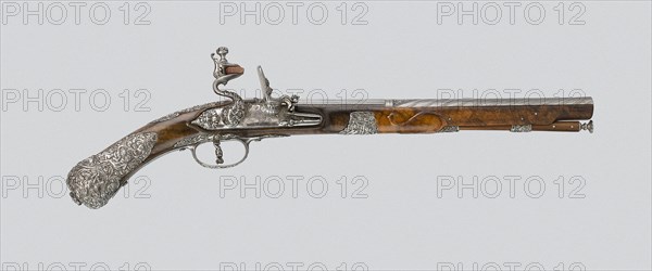Flintlock Pistol, 1670/80, Gunsmith: Vincenzo Marini (Italian), Brescia, Barrel signed Lazzarino Cominazo, Brescia, Steel, iron, and walnut, L. 48 cm (18 7/8 in.)