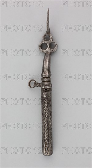 Wheellock Spanner with Powder Measure and Screwdriver, 17th century, German, Germany, Iron, L. 18 cm (7 1/8 in.)