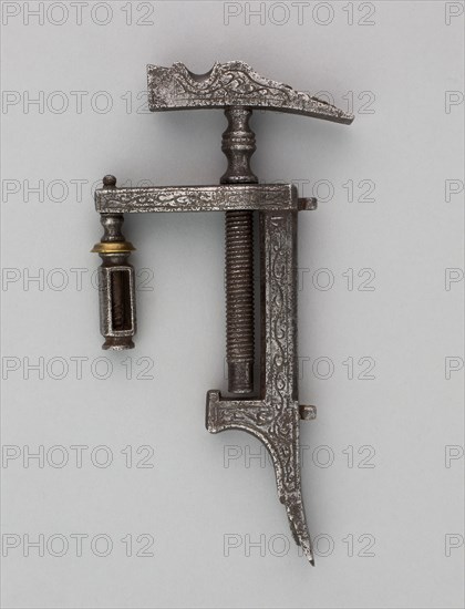 Combined Wheellock Spanner, Turnscrew, and Adjustable Powder Measure, 17th century, European, Europe, Iron