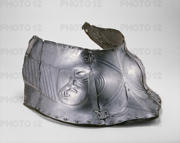 Peytral from a horse armor of Georg von Wolframsdorf, About 1480, Christian Spor (Austrian, died 1485), Austrian, Mühlau, Mühlau, Steel and leather, L. 66 cm (26 in.)
