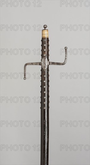 Walking Staff with Sword Hilt, 1663, German, Germany, Wood, iron, and bone, L. 119.4 cm (47 in.)