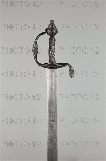 Cavalry Sword with Calendar Blade, mid–17th century, German, Germany, Steel, wood, and brass, Overall L. 97 cm (38 1/8 in.)