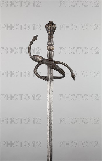 Rapier, 19th century in the mid–16th century style, Western European, Possibly French, Europe, western, Steel with gilding, Overall L. 128.3 cm (50 1/2 in.)
