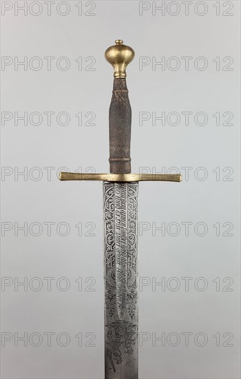 Sword of Justice, late 17th century, German, Solingen, Solingen, Wood, sharkskin, and brass, Overall L. 105 cm (41 5/16 in.)
