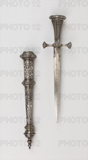 Landsknecht Dagger with Scabbard, Scabbard: c. 1550/60,  dagger: 19th century in 16th century style, German, Germany, Steel, wood, and iron, L. 32.4 cm (12 3/4 in.)