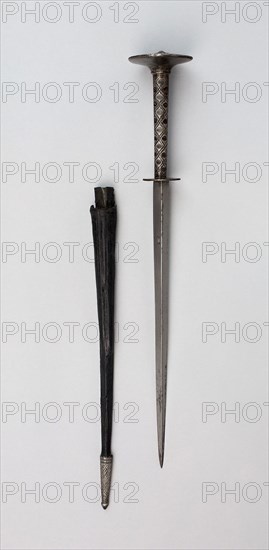 Roundel Dagger and Scabbard, 1500/20, German, Saxony, Steel, leather, and iron, L. 39 cm (15 5/16 in.)