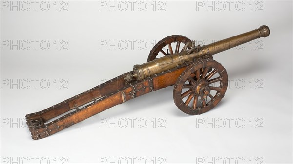 Model Field Cannon with Carriage, late 17th century, Austrian, Austria, Bronze, Length overall of cannon: 36 1/4 in. (92.1 cm)
