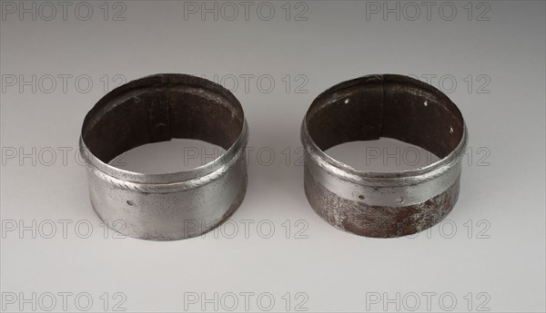 Pair of Turning Rerebrace Plates, c. 1540/60, German, Germany, Steel, Diameter:  11.43 cm (4 1/2 in.), 10.8 cm (4 1/4 in.)