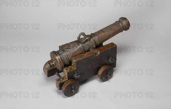Model Field Cannon with Carriage, 1693, Austrian, Austria, Bronze, iron, wood, and copper, Length of cannon: 18.4 cm (27 3/4 in.)