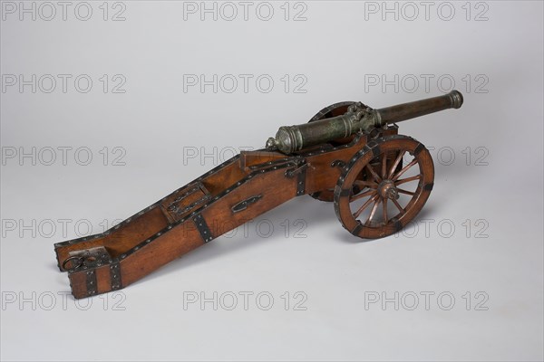 Model Field Cannon with Carriage, c. 1740, German, Germany, Bronze, wood, and iron, Length: 61.4 cm (24 1/16 in.)