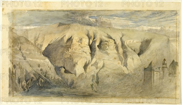 Mont Saleve, c. 1840, John Ruskin, English, 1819-1900, United Kingdom, Watercolor over graphite on cream wove paper, laid down on cream wove paper, 153 x 268 mm
