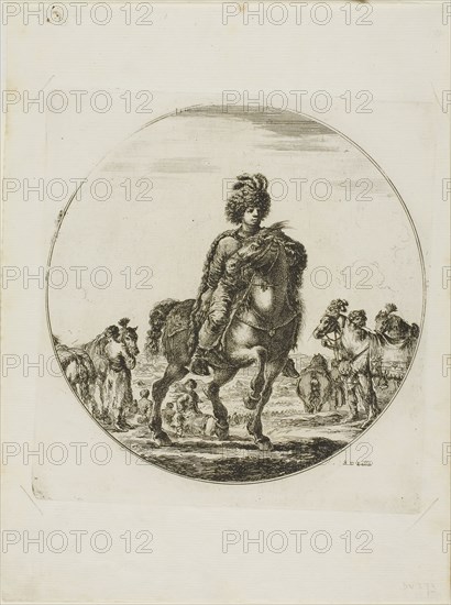 Hungarian Horseman, c. 1651, Stefano della Bella, Italian, 1610-1664, Italy, Etching on paper, 190 x 190 mm