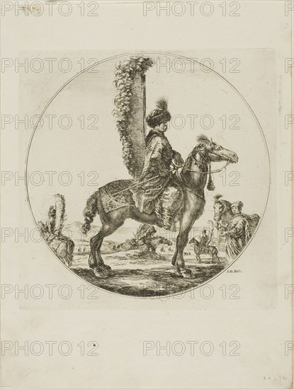 Polish Horseman, c. 1651, Stefano della Bella, Italian, 1610-1664, Italy, Etching in black on ivory laid paper, 190 x 190 mm (sheet)