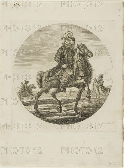 Hungarian Horseman, c. 1651, Stefano della Bella, Italian, 1610-1664, Italy, Etching on paper, 190 x 190 mm