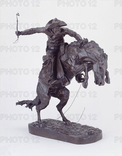 The Bronco Buster, Modeled 1895, cast 1899, Frederic Remington, American, 1861–1909, Cast by Henry-Bonnard Bronze Co., American, 19th century, United States, Bronze with brown patina, 61 × 39.4 × 17.8 cm (24 × 15 1/2 × 7 in.)