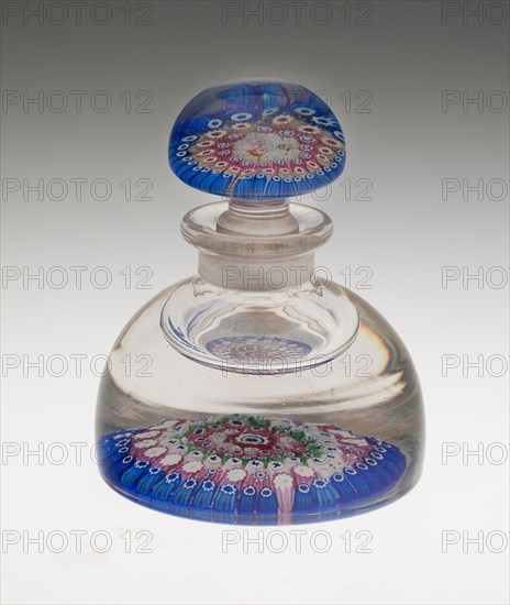 Inkwell, 1848, Whitefriars Glasshouse, English, founded late 17th century, London, Glass, blown with millefiori canes, 14.6 x 11.9 cm (5 3/4 x 4 11/16 in.)